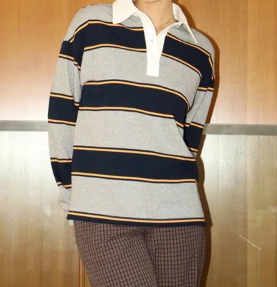 Bailey Rose Sadie Rugby Shirt In Grey Stripe