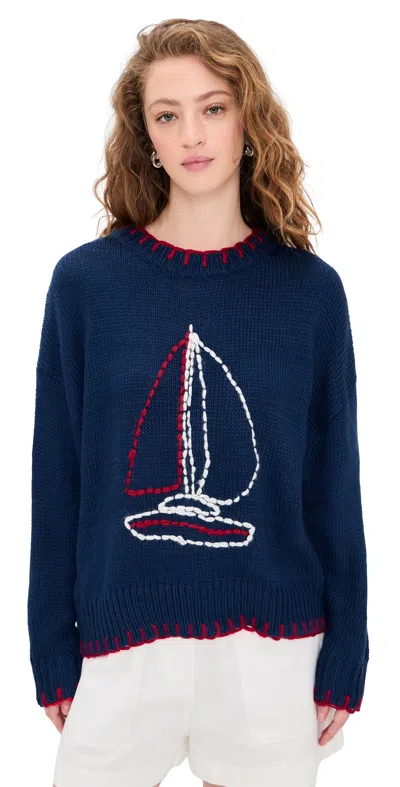 Bailey Rose Sailboat Sweater Navy In Blue