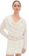 Bailey Rose Sequin Long Sleeve Top Champagne In White