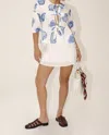 Bailey Rose Seashell Pattern Blouse With Bows In White/blue In White