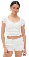 Bailey Rose Smocked Top White Denim In White