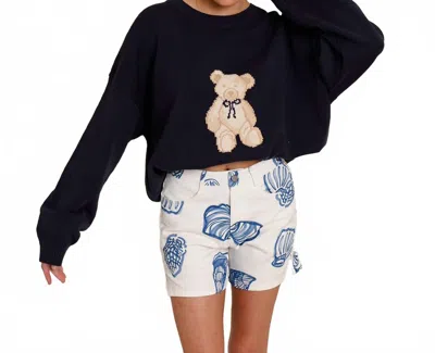 Bailey Rose St. Pete Shell Denim Shorts In Blue