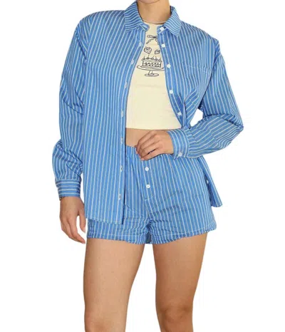Bailey Rose Stripe Boxer Shorts In Blue
