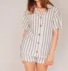 Bailey Rose Striped Button Collar Top In Tan/black In Multi