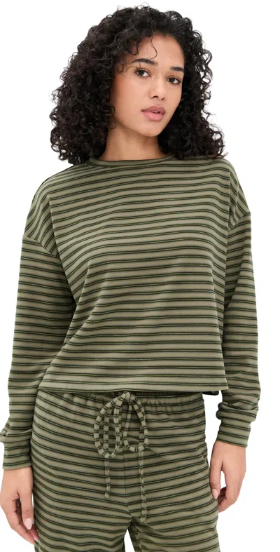 Bailey Rose Striped Long Sleeve Tee Olive In Green