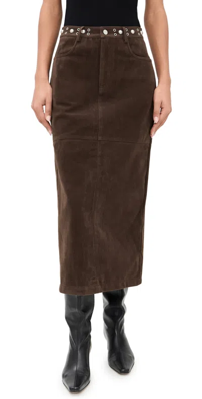 Bailey Rose Suede Skirt Chocolate In Brown