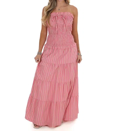 Bailey Rose Sunthread Striped Smocked Maxi Dress In Strawberry In Pink