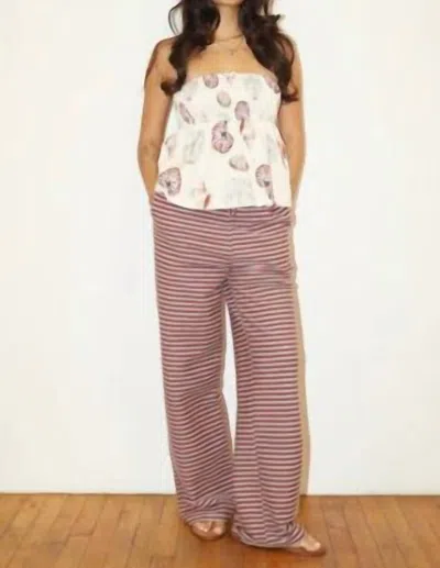 Bailey Rose The Dylan Stripe Knit Wide Leg Pant In Lavender In Purple
