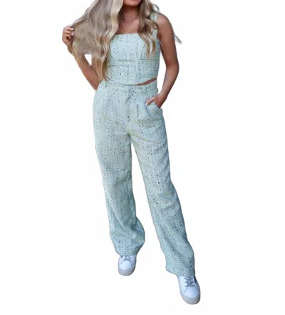 BAILEY ROSE TWEED PANTS IN LIME