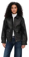 Bailey Rose Utility Faux Leather Coat Black In Black