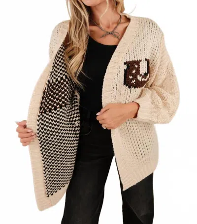 Bailey Rose Wild Horses Chunky Cardigan In Cream In White