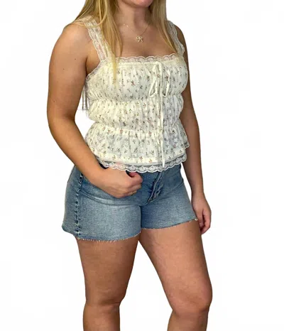 Bailey Rose Women's Sweetheart Tank Top In Ivory Floral In Yellow