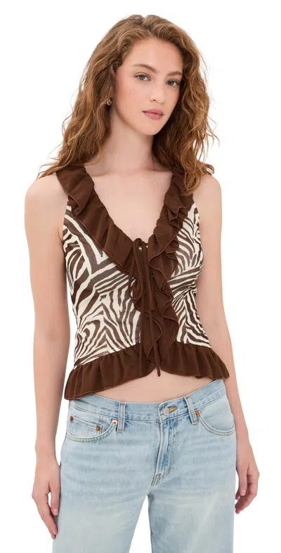 Bailey Rose Zebra Blouse Cream/brown In Multi