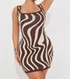 BAILEY ROSE ZEBRA KNIT MINI DRESS IN CHOCOLATE