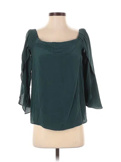 Pre-owned Bailey44 3/4 Sleeve Silk Top Green Cold Shoulder Neckline Tops