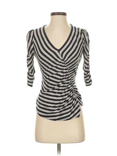 Pre-owned Bailey44 3/4 Sleeve Top Gray Plunge Neckline Tops