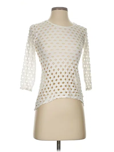 Pre-owned Bailey44 3/4 Sleeve Top Ivory Mock Neckline Tops In White