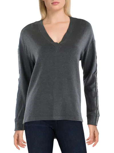 Bailey44 Casey Womens Jeweled V-neck Pullover Top In Grey