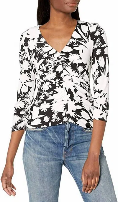 Bailey44 Fiona Quarter Sleeve Top In Creme Fraiche Multi In Nude