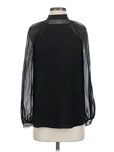 Pre-owned Bailey44 Long Sleeve Silk Top Black Mock Neckline Tops