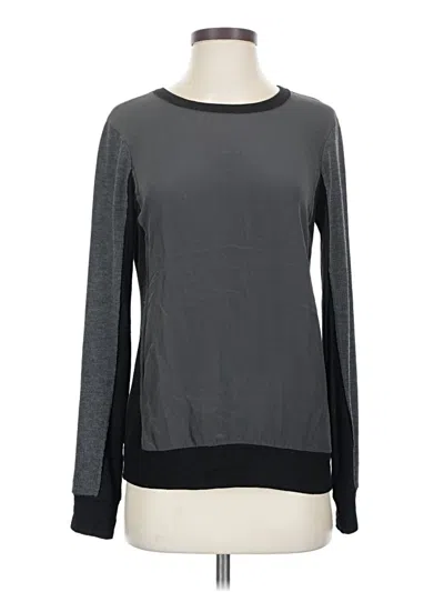 Pre-owned Bailey44 Long Sleeve Silk Top Gray Crew Neck Tops