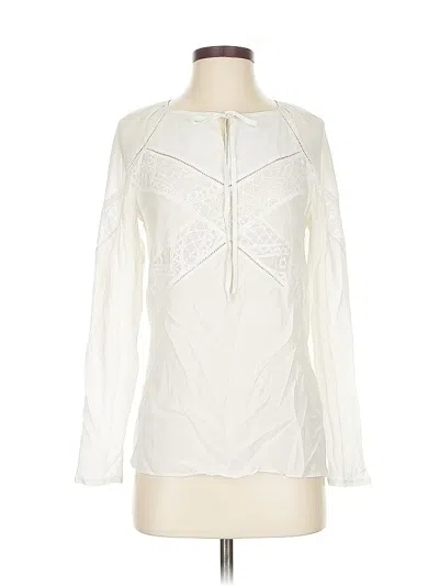 Pre-owned Bailey44 Long Sleeve Silk Top Ivory Keyhole Neckline Tops In White