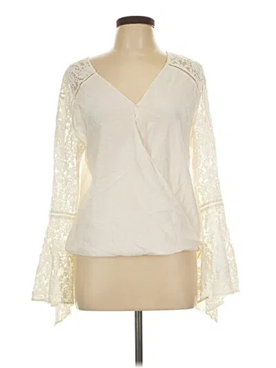 Pre-owned Bailey44 Long Sleeve Silk Top Ivory Plunge Neckline Tops