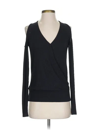 Pre-owned Bailey44 Long Sleeve Top Black Plunge Neckline Tops