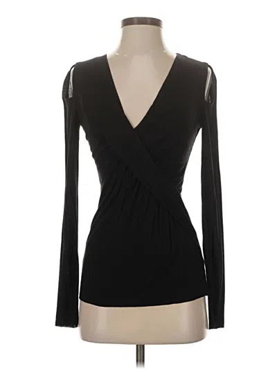 Pre-owned Bailey44 Long Sleeve Top Black Plunge Neckline Tops