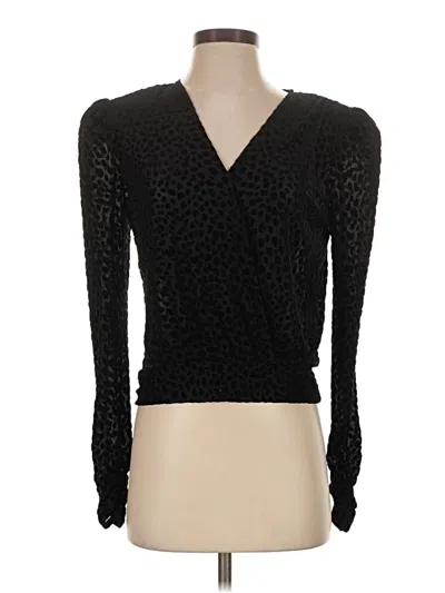 Pre-owned Bailey44 Long Sleeve Top Black Plunge Neckline Tops