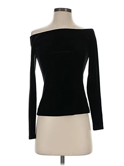 Pre-owned Bailey44 Long Sleeve Top Black Solid Pattern One Shoulder Neckline Tops
