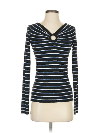 Pre-owned Bailey44 Long Sleeve Top Blue Open Neckline Tops