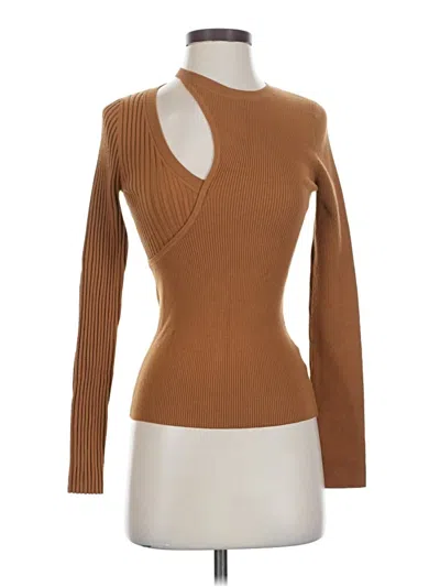 Pre-owned Bailey44 Long Sleeve Top Brown One Shoulder Neckline Tops
