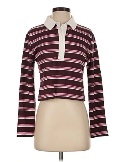 Pre-owned Bailey44 Long Sleeve Top Burgundy Collared Neckline Tops