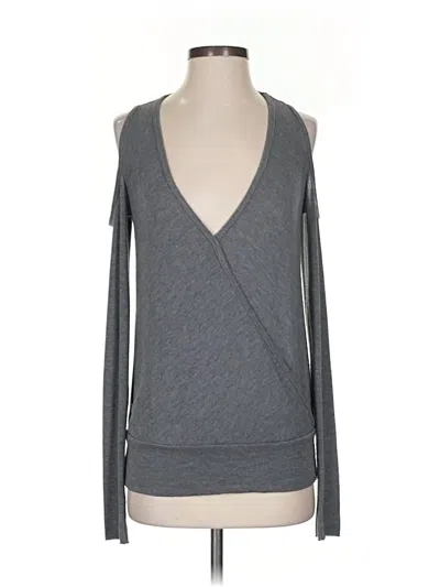 Pre-owned Bailey44 Long Sleeve Top Gray Plunge Neckline Tops