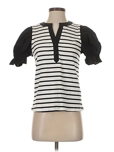Pre-owned Bailey44 Short Sleeve Top Black Ruffles Neckline Tops