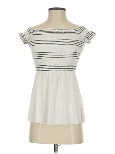 Pre-owned Bailey44 Short Sleeve Top Ivory Square Neckline Tops In White