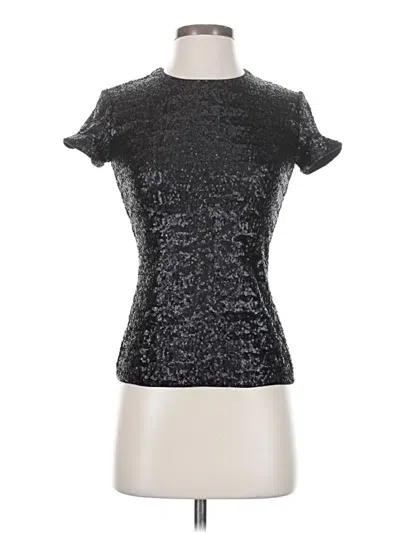 Pre-owned Bailey44 Short Sleeve Top Silver Metallic Pattern Mock Neckline Tops