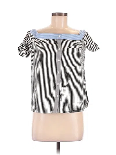 Pre-owned Bailey44 Short Sleeve Top Silver Square Neckline Tops