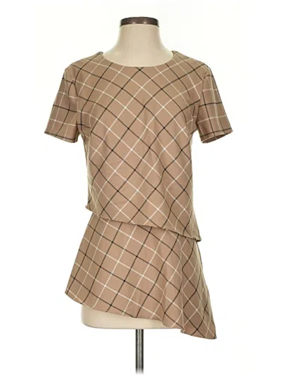 Pre-owned Bailey44 Short Sleeve Top Tan Square Neckline Tops