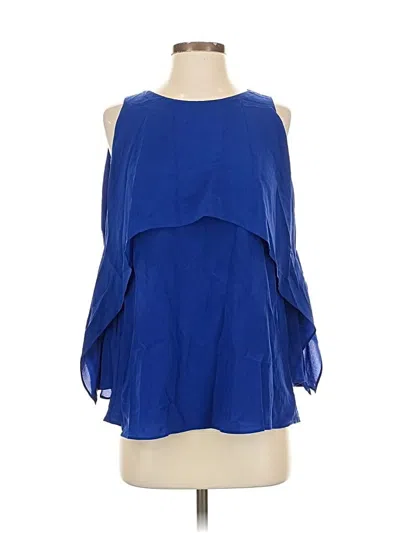 Pre-owned Bailey44 Sleeveless Silk Top Blue Solid Pattern Cold Shoulder Neckline Tops
