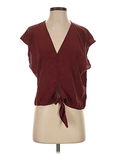Pre-owned Bailey44 Sleeveless Silk Top Burgundy Plunge Neckline Tops