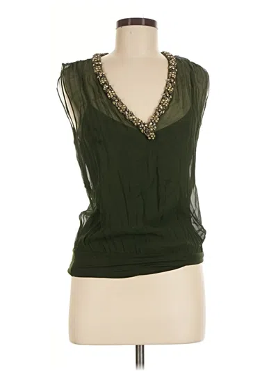 Pre-owned Bailey44 Sleeveless Silk Top Green Plunge Neckline Tops