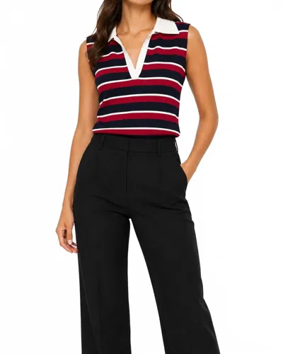 Bailey44 Tailback Striped Knitted Sleeveless Polo Top In Red