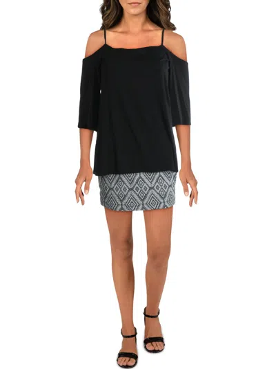 Bailey44 Womens Cold Shoulder Drop Waist Mini Dress In Black