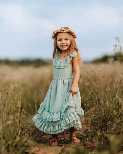 Bailey's Blossoms Kids' Nellie Ruffle Dress In Sage In Multi