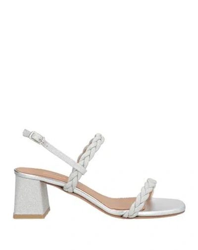 Bailly Woman Sandals Silver Size 9 Textile Fibers In Multi