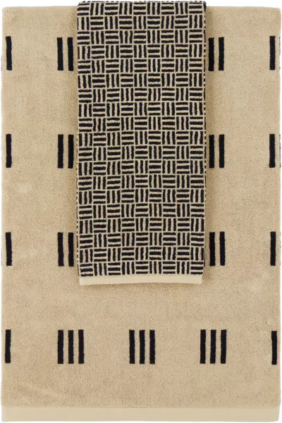Baina Beige & Black Torrens Claremont Towel Set