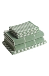 Baina Essential 5-piece Bath Towel, Hand Towel & Bath Mat Set In Sage/ Chalk