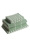 Baina Organic Cotton Towel Set 08 In Sage/ Chalk